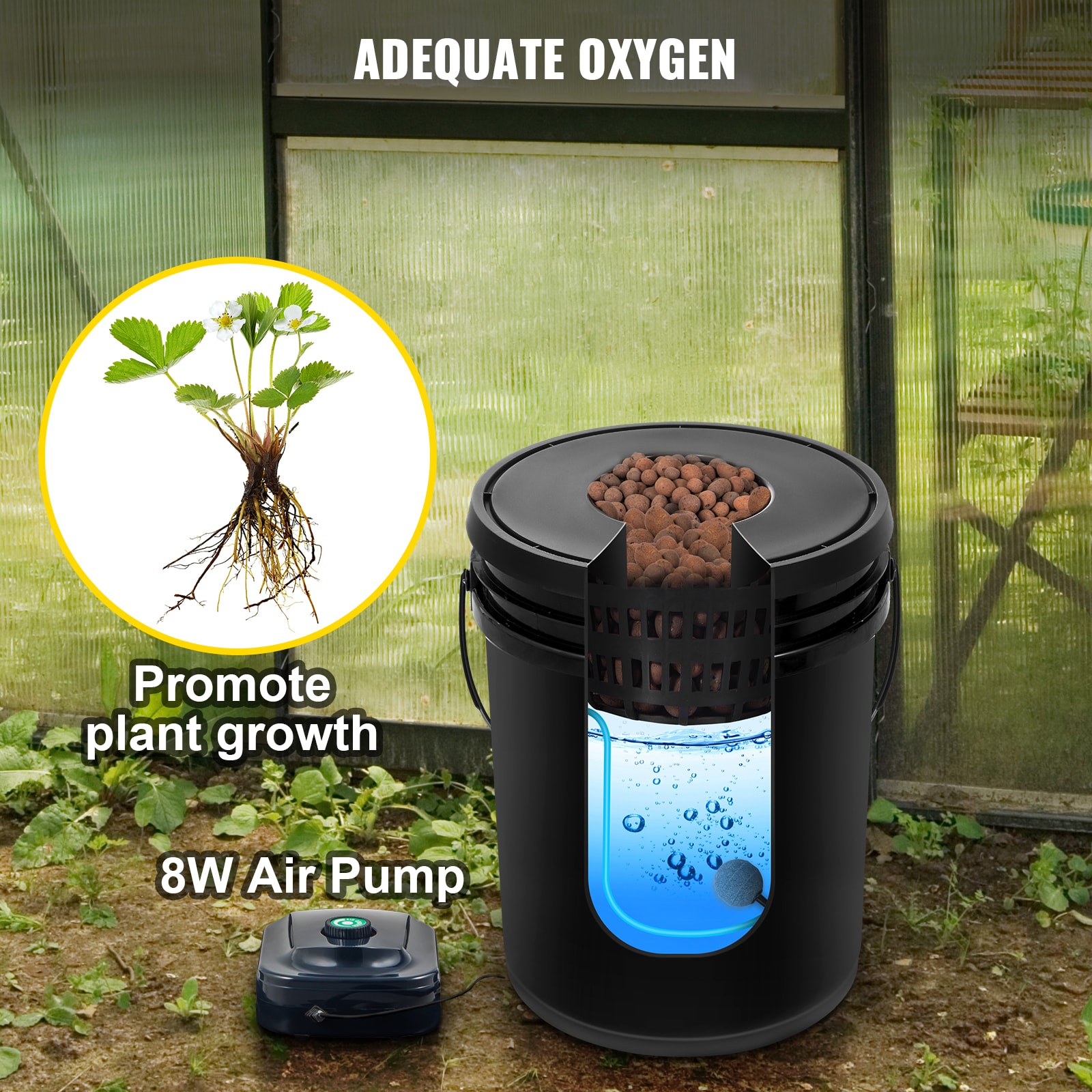 Deep Water Culture Hydroponic System With Pump And Air Stone_voghion.com